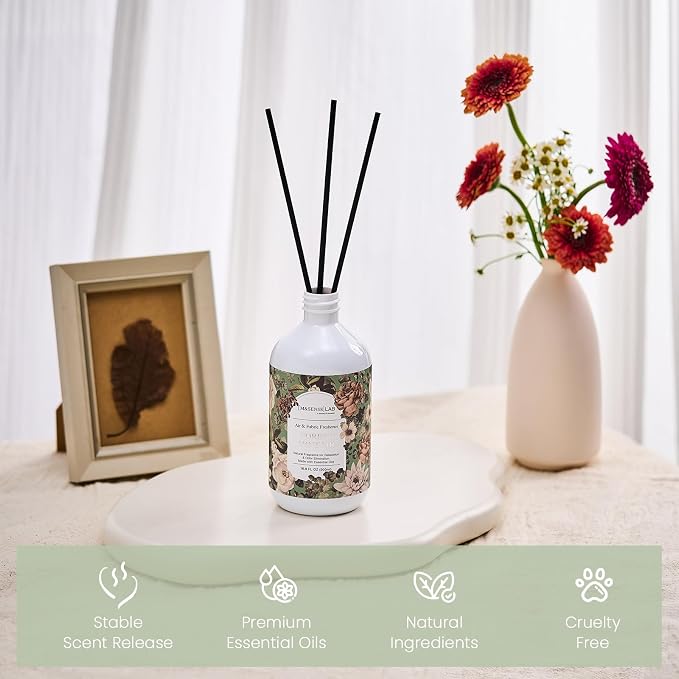 M&SENSE Reed Diffuser Set, Forest Mint Fir, 17oz Natural Essential Oil | Non-Toxic Organic, Long-Lasting Fragrance, Ideal for Living Room, Lounge Area, Gifts for Women