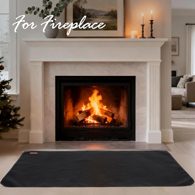 INNO STAGE Fireplace Rugs Blanket Fire Resistant 32 X 60 X 0.04 Inch | D Shape, Fire-proof Hearth Mat Carpet, Protector in Front of Stove, Decks, Indoor, Outdoor, Fire Pit, Grill&Floor
