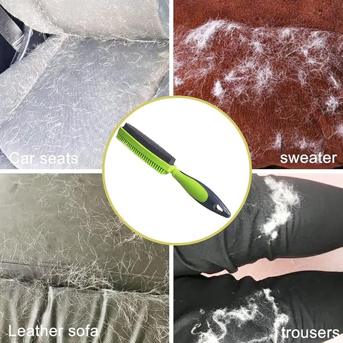 Premium Rubber Pet Hair Brush - Removes Hair from Couches & Pets' Coats Set