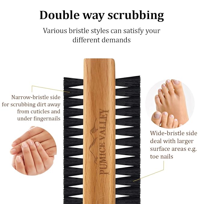 Wooden Cleaning Finger Nail Scrub Brush for Polishing Fingernails Toenails | Double-Sided Nail Brushes for Cleaning Fingernails - Nail Brush for Manicure & Pedicure Under Nail Cleaning (Beechwood)