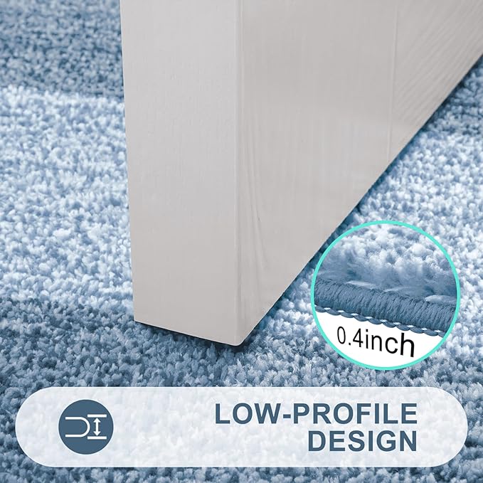 Kitinjoy Indoor Outdoor Door Mat, 30x17 Non-Slip Absorbent Dirt Trapper, Low-Profile Washable Inside Entrance Front Floor Mat, Sturdy Soft Entry Doormats for Entryway, Light Blue