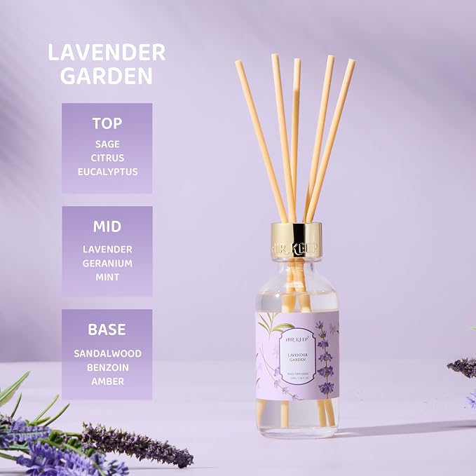 Reed Diffuser Oil Set with Reed Sticks,Lavender Garden Aromatherapy Oil Scent Diffuser for Home Office Bathroom Decoration Perfume and Gifts 3.38 oz/100ml
