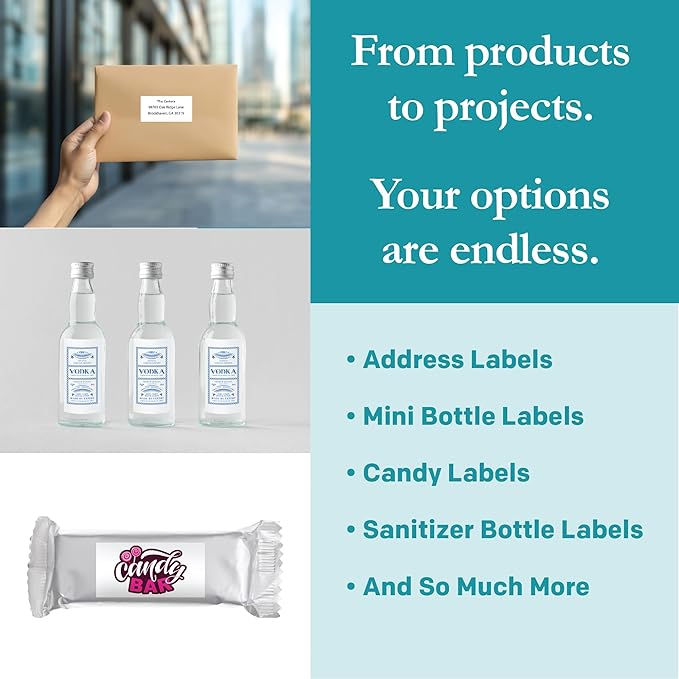 Premium Label Supply White Sticker Bottle Labels – 3" x 1.5" – Laser/Inkjet Compatible – (14 per Sheet), 500 Sheets – 7000 Total Adhesive Labels