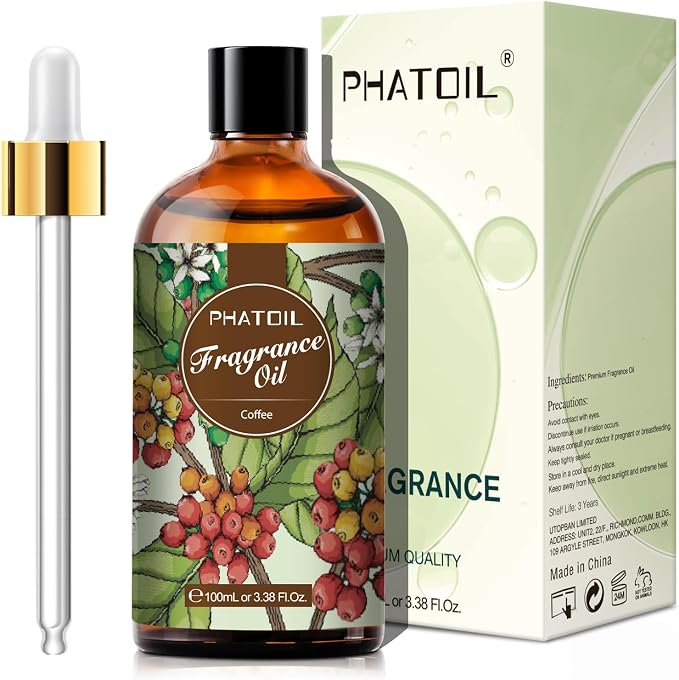 PHATOIL 3.38FL.OZ Coffee Fragrance Oils for Aromatherapy, Essential Oils for Diffusers for Home, Perfect for Diffuser, DIY Candle and Soap Making, DIY Scented Products - 100ml | Long Lasting Scented Oils For Humidifier, Air Freshener, DIY Soap Candle, ...