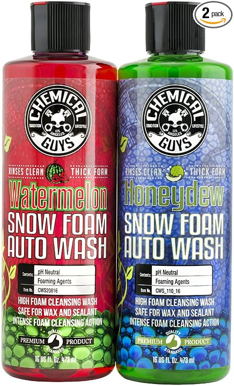 Chemical Guys, Snow Foam Wash Bundle, Foam Cannon, Gun & Two Soaps, 16 oz | Foam cannon and foam gun with watermelon and honeydew snow foam soaps, safe on wax, sealant and ceramic