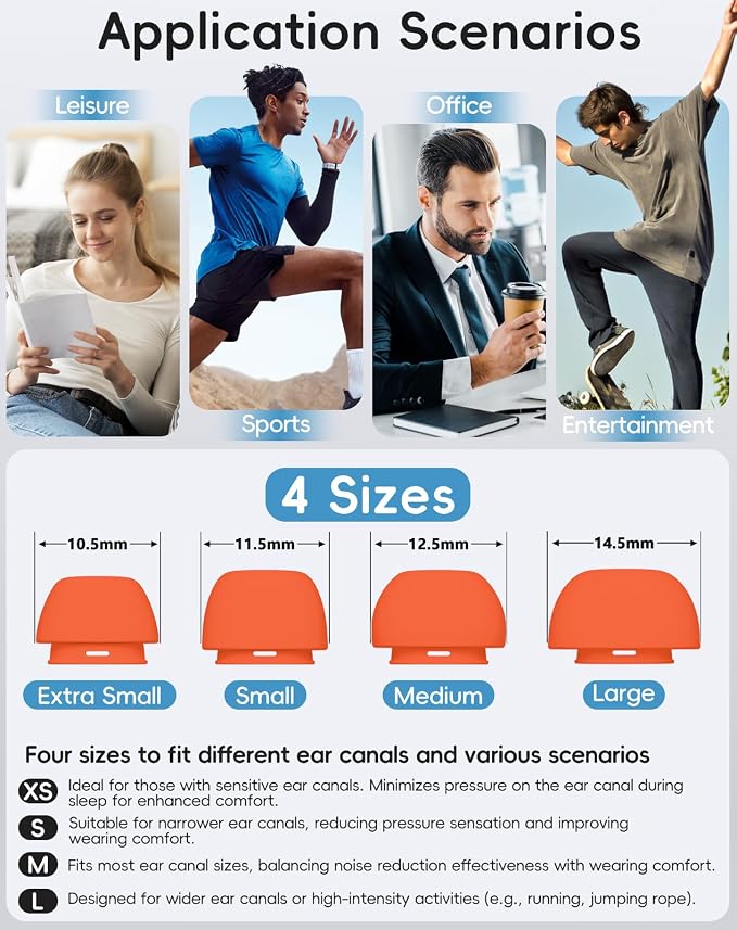 4 Pairs Replacement Ear Tips for AirPods Pro 1st /2nd(Orange) | with Noise Reduction Hole,Built-in dust Guard Screen Silicone Ear Tips with Cleaning Pen