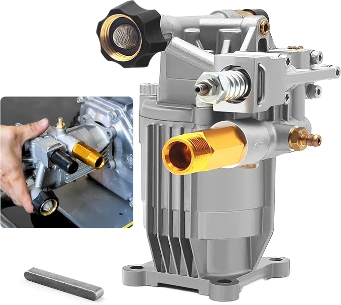 2600-3300 psi Pressure Washer Pump 3/4" Shaft Horizontal Max 3300 PSI 2.5 GPM Replacement Pump,Compatible with Honda, Simpson and More Gas Washer