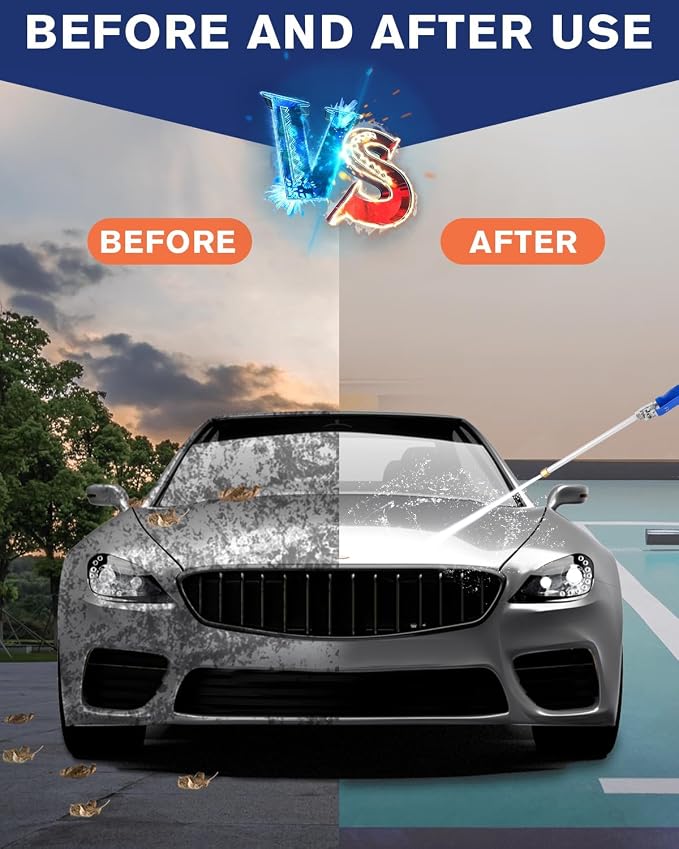 High Pressure Power Washer Wand, Upgraded Watering Sprayer Cleaning Tool | Hydro jet water hose nozzle with 2 different nozzles, quick connect flexible wand, for gutter, patio, car, pet, window
