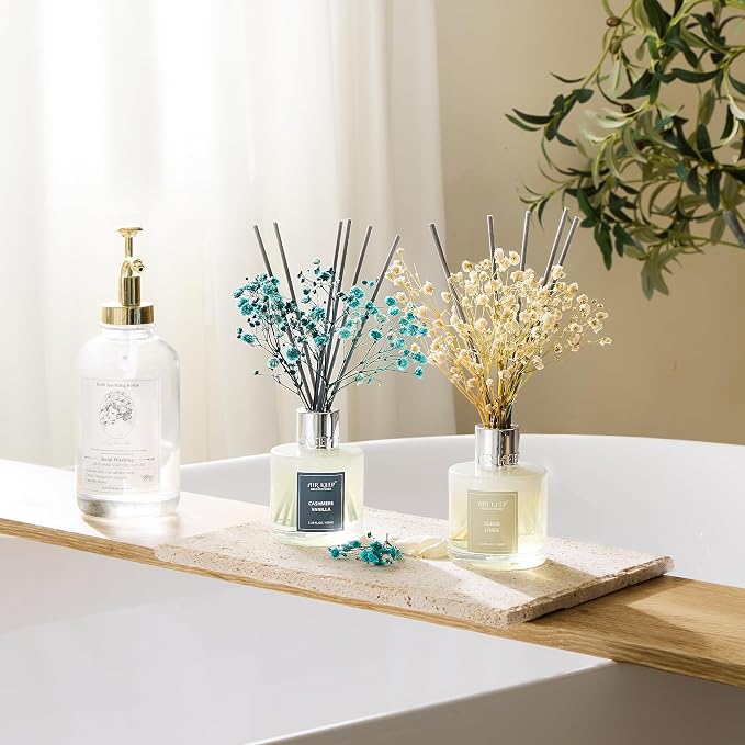 Reed Diffuser 3.38 oz (100ml) 2pk,Clean Linen/Cashmere Vanilla Scented Reed Diffuser Set,Reed Diffuser & Oil Diffuser Sticks, Aromatherapy, Home & Kitchen Décor,Fragrance and Gifts