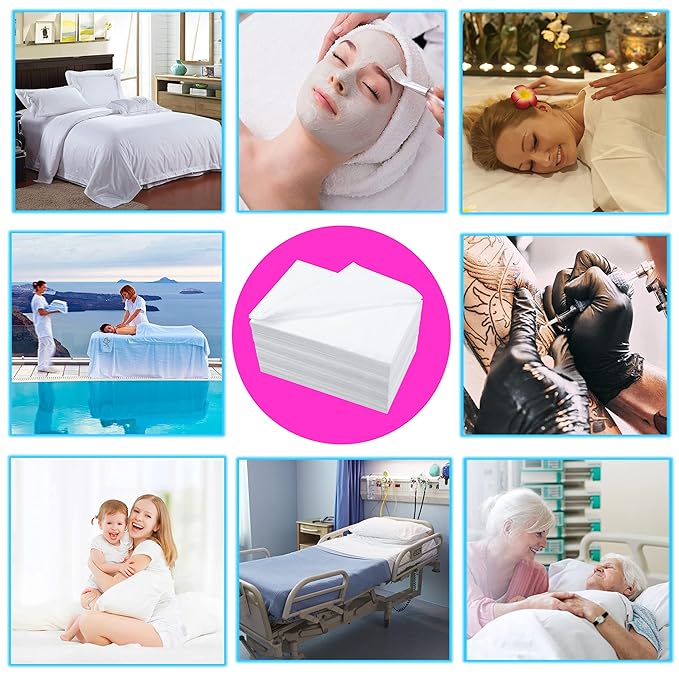 800 Pcs Disposable Bed Sheets for Massage Table 31" x 71" Massage Table Sheet Soft Non Woven Bed Cover Breathable for SPA Massage Beauty Tattoos(White)