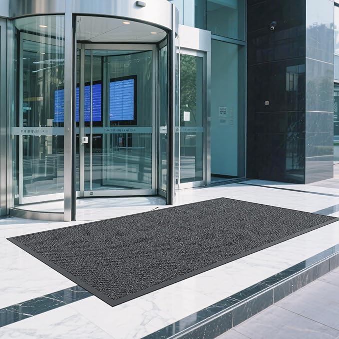 Front Door Mat, 6' x 3' Heavy Duty Indoor Outdoor Doormat, Non-Slip Backing Welcome Mats for Entryway, Low Profile, Commercial Door Mats