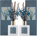 Premium Reed Diffuser Set with Preserved Baby's Breath & Cotton Stick Cashmere Vanilla 2 Packs, 6.7oz Scent Fragrance Oil Diffuser for Bedroom Bathroom Home Décor