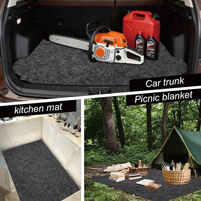 17' x 7.45' Garage Floor Mat for Under Car, Heavy-Duty Oil Spill Mat, Waterproof & Absorbent Garage Flooring, Non-Slip Protective Pad for Garage & Shop, Reusable & Washable with Adhesive Tape