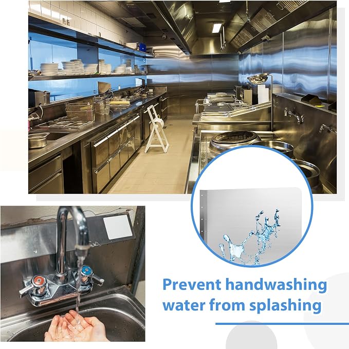 Therwen 2 Pcs Stainless Steel Side Splash Guard for Sink 26 x 20 Inch Wall Mount Guard with Screws Commercial Restaurant Hand Sink and Compartment Prep Sink Kitchen Sink Splash Protector Supply