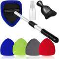Qydipclin 7pcs Windshield Cleaner Tool Car Window Cleaning Wash Kit with 4 Reusable Microfiber Pads 1 Spray Bottle and Extendable Handle Auto Glass Wiper Kit, Multicolor