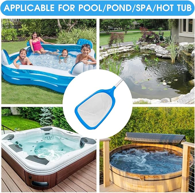 TidyMister Pool Skimmer Hot Tub Skimmer Spa Net with 12'' Aluminum Pole Ultra Fine Mesh Pool Net Accessories Leaf Skimmer for Small Pools Fine Debris