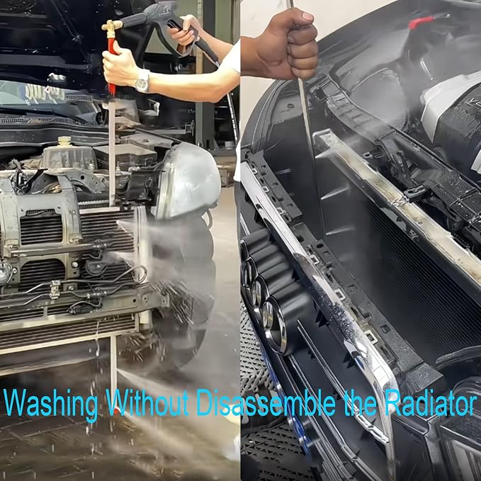 AIWS 100cm Radiator Cleaning Wand, Stainless Steel, 39 Inch, 6 Nozzles, 1600PSI Max, Radiator Flush Cleaner Tool, Gutter Cleaning Tool