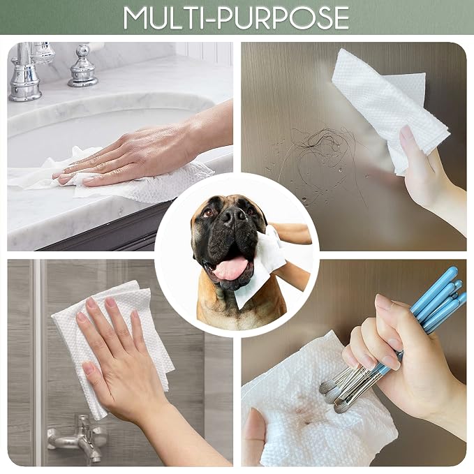 Christmas Style WOWOTEX Disposable Face Towels 120 Count Large Dry Wipes | 10"×12", Extra Thick Soft and Sensitive Skin friendly, Clean Facial Towels for Skincare, Makeup Removal and Facial Cleansing