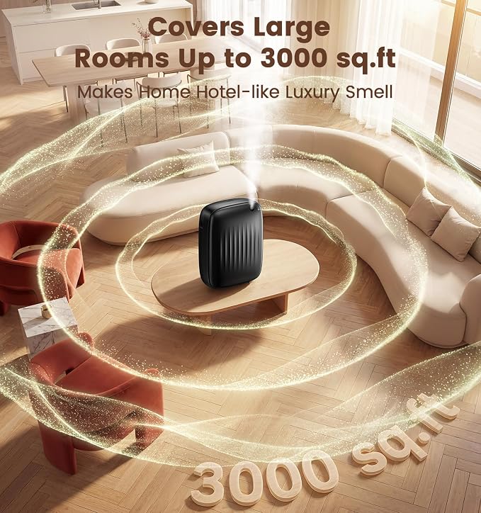 Ziweo Waterless Essential Oil Diffuser, 3000sq.ft - App & Panel Control | Cold Air Diffuser for Home Office Hotel, Whole-Home Scent, One-Click Preset Panel Control, Easy to Operate, Wall Amount