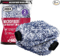 AIDEA Car Wash Mitt Microfiber, 2PK Wheel Cleaner Mitts, 7.12''X10.14'' | Scratch Free Lint-Free, Extra Plush Premium Microfiber Mitt Car Wash Brush, Regular Size