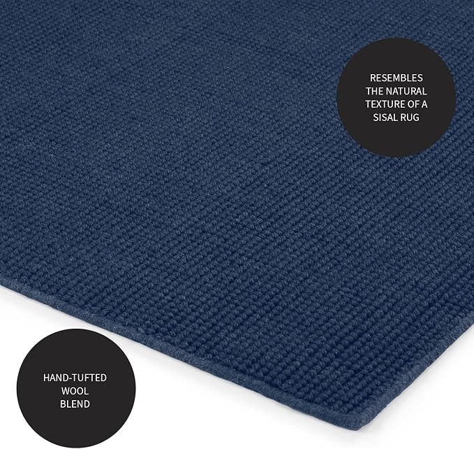 Plow & Hearth Dalton 2x3'6" Fireproof Hearth Rug | Navy | Wool Blend Fireplace Mat | Hearth Rugs for Fireplaces Fire Resistant | Protect Hardwood Floor and Carpet from Sparks and Embers Wood Stove