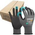 Kebada Safety Work Gloves,120 Pairs Bulk Pack, Touchscreen, PU Coated, Ideal for Warehouse, Construction, Gardening and Mechanics, Grey, X-Large