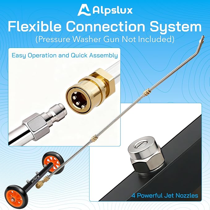 Pressure Washer Accessories Undercarriage Pressure Washer, Undercarriage Cleaner Attachment, 16 Inch Water Broom, Pressure Washer Under Car Cleaner with 3 Extension Wands, 4000 PSI