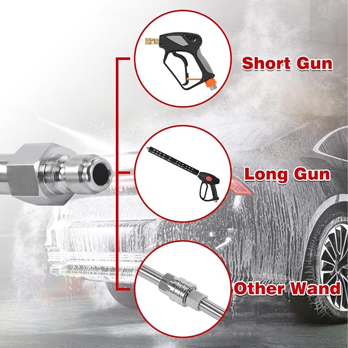 120" Pressure Washer Extension Wand with 5 Nozzle Tips, 4000 PSI | 1/4" Quick Connect, 30/90/120° Curved Rods, Power Washer Extension Pole Kit for Gutters, Eaves, and Vehicle Underside
