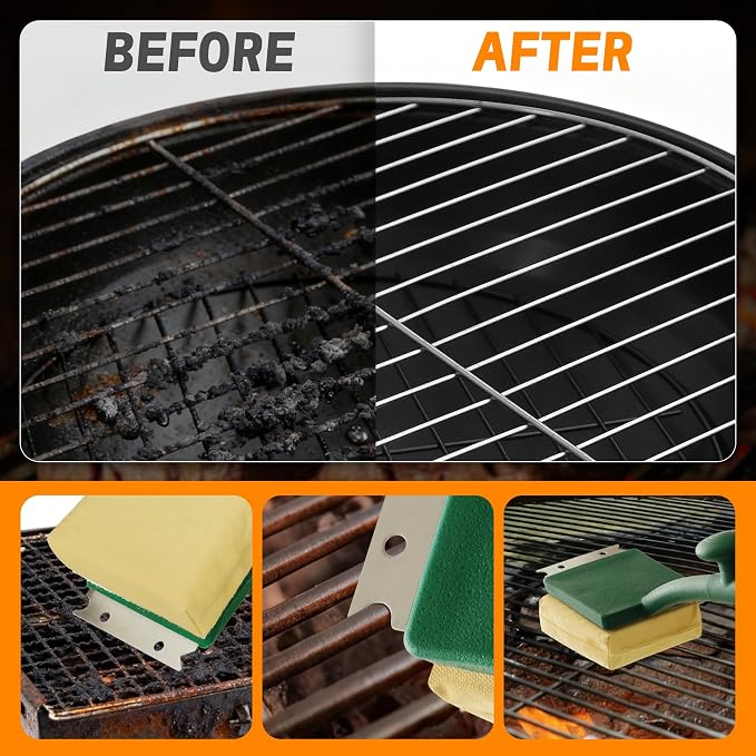 Grill Cleaning Brush (No Handle), Free/Safe Cleaning Head, Safe Replacement Cleaning Pad for Cast Iron/Stainless Steel Grates