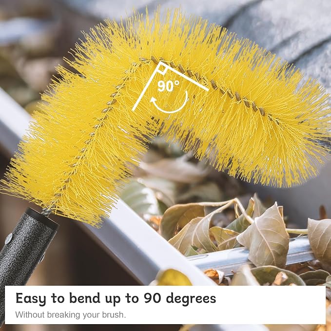 Gutter Cleaning Tools from The Ground, 10 FT Gutter Cleaning Brush with Telescopic Pole, Long Reach Gutter Guard Roofing Tool for Removing Leaves and Debris