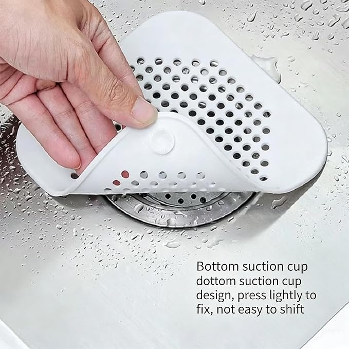 2 Pack Drain Stopper Hair Catcher, Sink Strainer - Anti-Clog Drain Filter for Bathroom, Kitchen, Bathtub, Laundry Room, Non-Slip & Easy to Clean, Universal Fit (1 Pack White+1 Pack Gray)