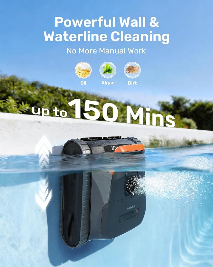 Gosvor LiteVac G1 Pool Vacuum Robot, Wall & Waterline & Platform Cleaning | Up to 200-Min Runtime, 15.2 lbs Lightweight, with Fine Filter, For Inground & Above Ground Pools, APP Support, Orange