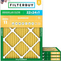 Filterbuy 22x24x1 Air Filter MERV 11 (MPR 1200) Allergen Defense Replacement (4-Pack), Electrostatic Pleated HVAC AC Furnace Filters, Made in USA (Actual Size: 21.50 x 23.50 x 0.75)