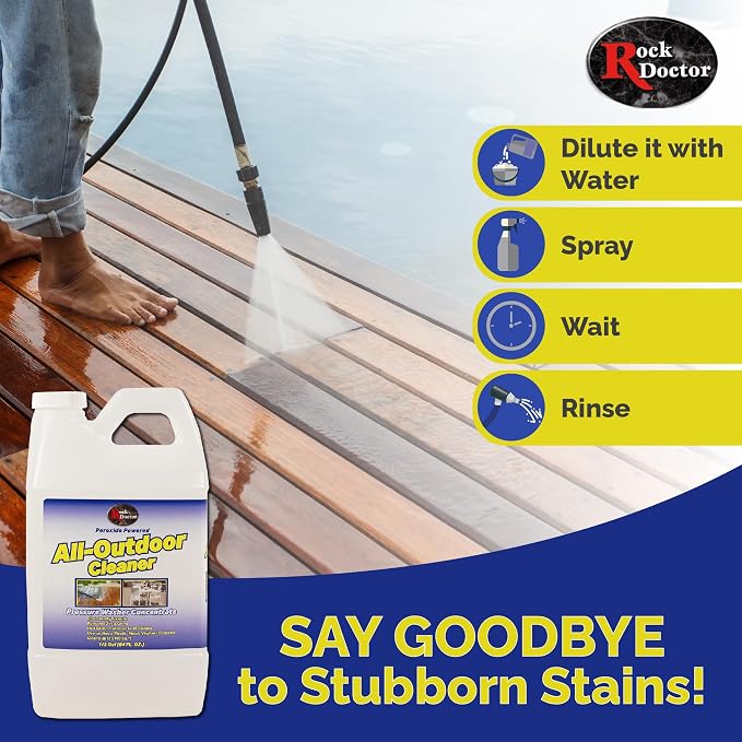 Rock Doctor Outdoor Pressure Washer Cleaner, Natural Cleaning Solution Removes Stains and Discoloration, Brightens Granite, Stone, Pavers, Fire Pits, and Concrete, Power Washer Cleaner Solution