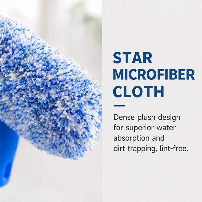 2-in-1 Window Cleaning Kit, Squeegee and Microfiber Cleaner with Adjustable 15.7–51.2 in Pole for Windows, Shower Glass, Mirrors and Car Windshields