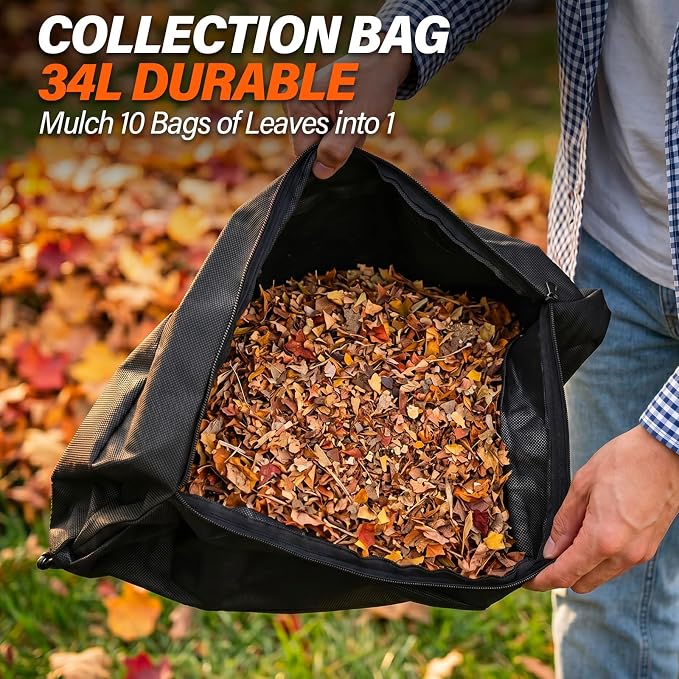 MAXLANDER 3 in 1 Electric Corded Leaf Blower, Leaf Vacuum and Leaf Mulcher | 460CFM 170MPH Powerful Leaf Vacuum with 34L Collection Bag, 10:1 Mulch Ratio, Corded Leaf Blowers for Lawn Yard Cleanup
