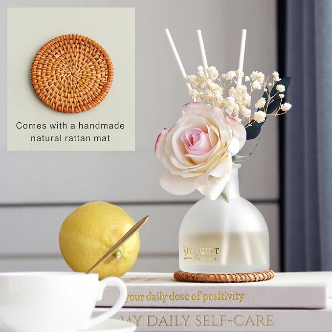 Reed Diffuser Set, 4.06 oz Scent Diffuser with 6 Sticks,Home Fragrance,Reed Diffuser for Bathroom Shelf Decor Crisp Linen
