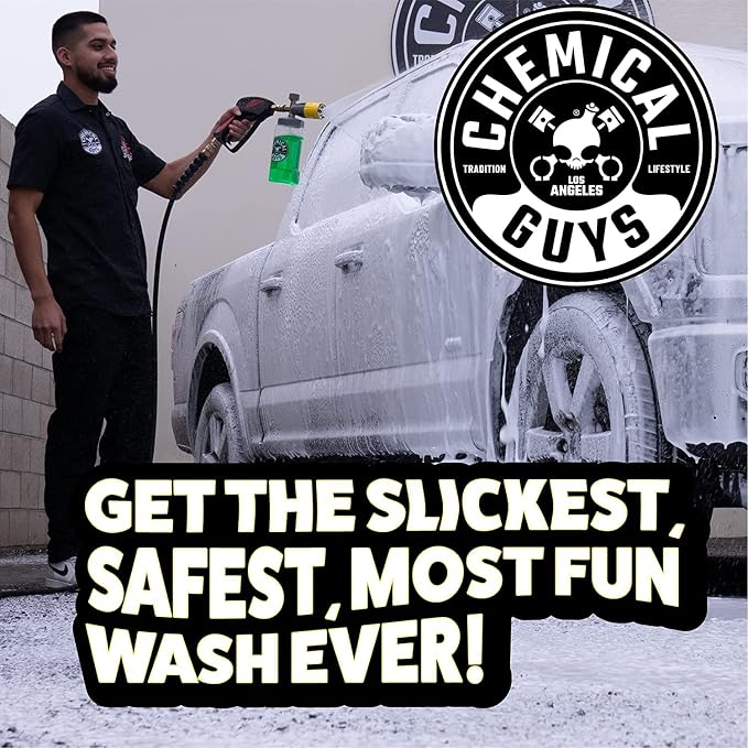 Chemical Guys, Big Mouth Max Foam Cannon for Pressure Washers, 34 oz Bottle | Thick clinging shaving-cream foam, wide-mouth fill, adjustable nozzle and stainless fittings for cars and home