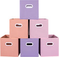 Stero Fabric Storage Cubes Bins, 11 inch Fun Colored Foldable Storage Baskets with Dual Plastic Handle for Home, Kids Room, Closet and Toys Organization, Multi Colored, Set of 6