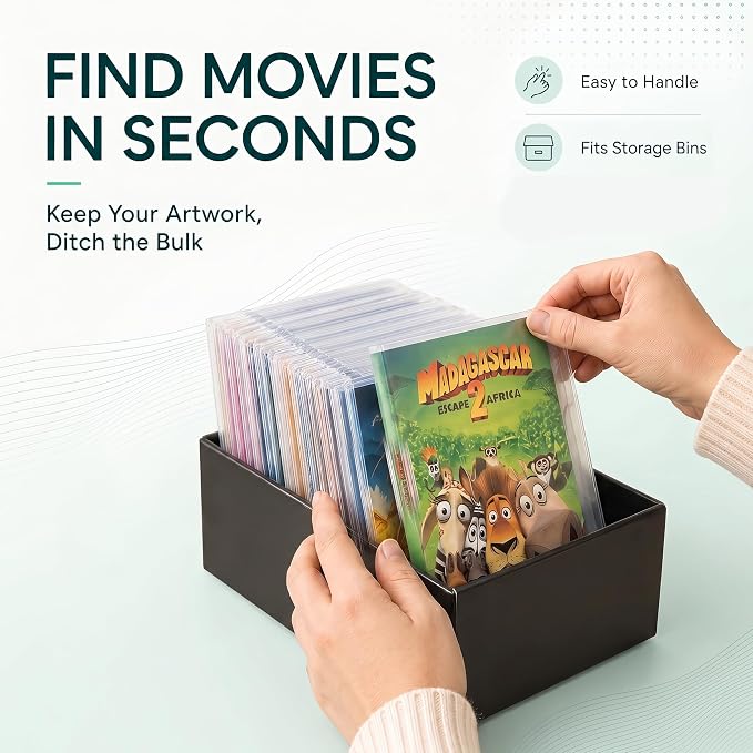 Tarifold DVD Storage Sleeves with Closing Flap & Space for Cover, 100 Pack | Holds DVD, cover art and booklet; 120-micron polypropylene; scratch and dust resistant