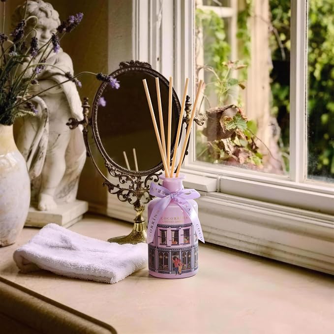 Reed Diffuser - Lavender Garden 6.76 fl oz Reed Diffuser with 8 Sticks Home Fragrance Bathroom Shelf Decor (Festive House Collection)