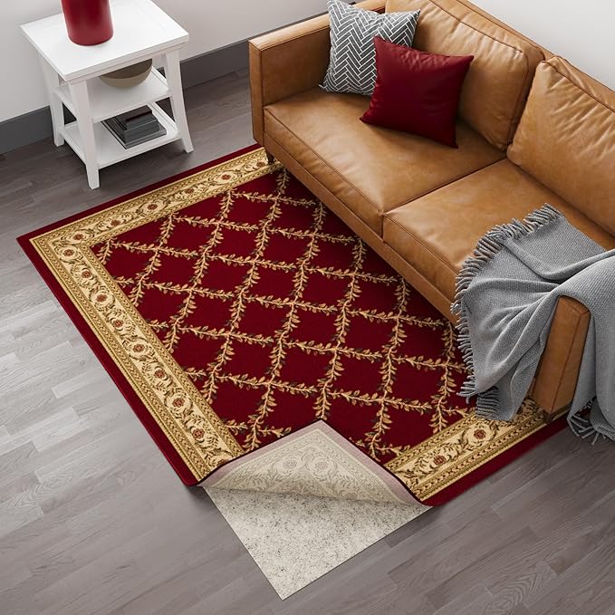 Ottomanson 2' x 7'8" Non-Slip Rug Pad Gripper 1/12 Inch Ultra Thin Dual Surface Felt + Rubber Gripper - Safe for All Floors, Cream