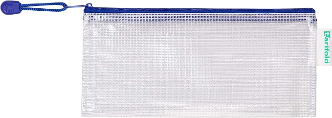 Tarifold Mesh Zipper Storage Bags, 9-7/8" x 4-1/2", Blue, 8 Pack | 8 reusable zipper storage bags, 9-7/8" x 4-1/2", for documents and supplies, blue, home, office or travel