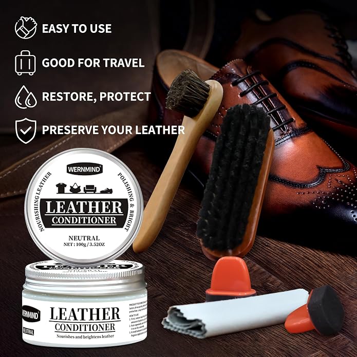 Black Neutral Shoe Polish Kit Boots Leather Conditioner Shoe Shine Cream