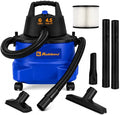 Koblenz WD-6 L212 Wet Dry Vacuum Cleaner, 6 Gallon | 3-in-1 Suction & Blower, 16 ft Reach, Big Cleaner for Car, Shop Vacuum Wet and Dry, Swivel Casters, Black/Blue