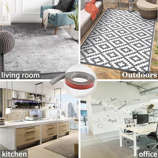 Self Adhesive Carpet Transition Strip with Edge Trim, Designed for Seamless Transitions from Carpet to Tile or Vinyl Floors, Perfect for Doorways.(Black,4ft)
