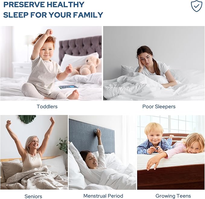 BEDLORE Waterproof Mattress Protector, Queen Size Noiseless Mattress Pad with Deep Pocket 6"-18" Depth, Soft Breathable Bed Mattress Cover Washable for Home, Bedroom, Hotel (Navy Blue)