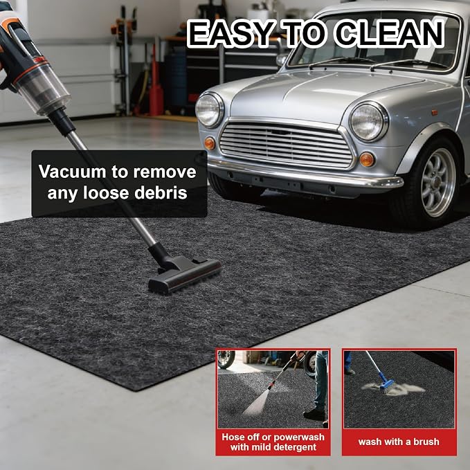 19.7' ×8.2' Garage Floor Mat for Under Car, Heavy-Duty Oil Spill Mat, Waterproof & Absorbent Garage Flooring, Non-Slip Protective Pad for Garage & Shop, Reusable & Washable with Adhesive Tape