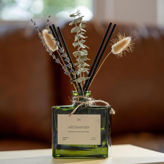 Craft & Kin Premium White Peony & Tuberose Reed Diffuser with Dried Flowers – 5 oz Essential Oil Diffuser for Home & Bathroom – Long-Lasting Fragrance Diffuser Sticks – Room Decor Air Freshener