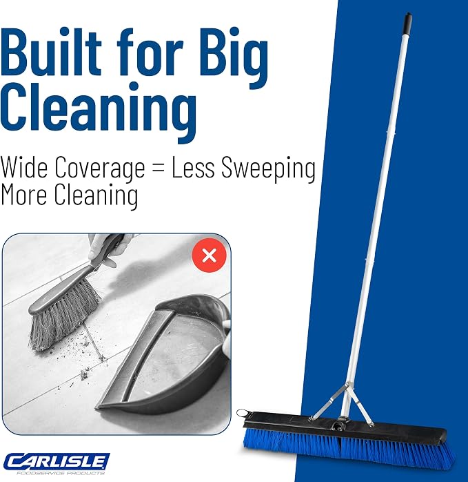 SPARTA Sweep Complete Floor Sweep with Squeegee for Catering, Buffets, Restaurants, Stainless Steel, 24 Inches, Blue